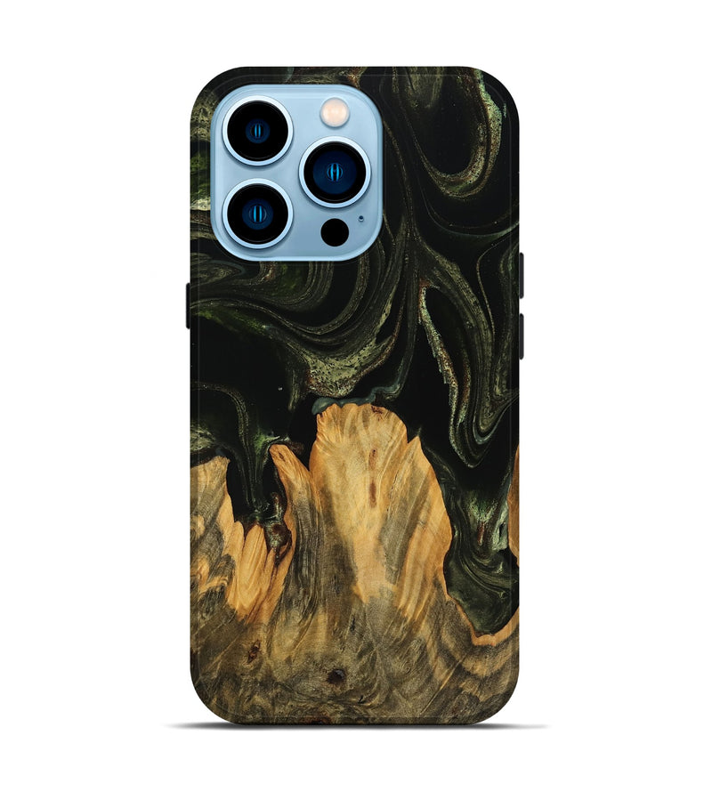 iPhone 14 Pro Wood Live Edge Phone Case - Alesha (Green, 746008)