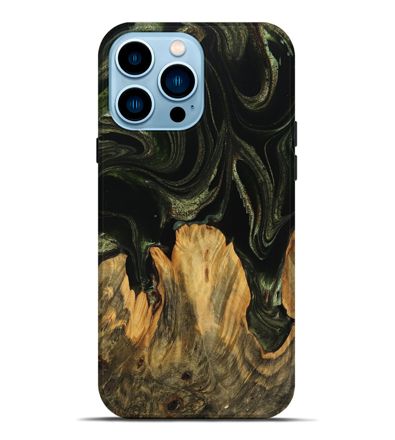 iPhone 14 Pro Max Wood Live Edge Phone Case - Alesha (Green, 746008)