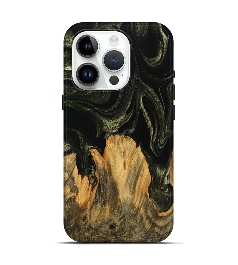 iPhone 15 Pro Wood Live Edge Phone Case - Alesha (Green, 746008)