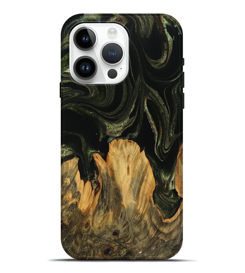 iPhone 15 Pro Max Wood Live Edge Phone Case - Alesha (Green, 746008)