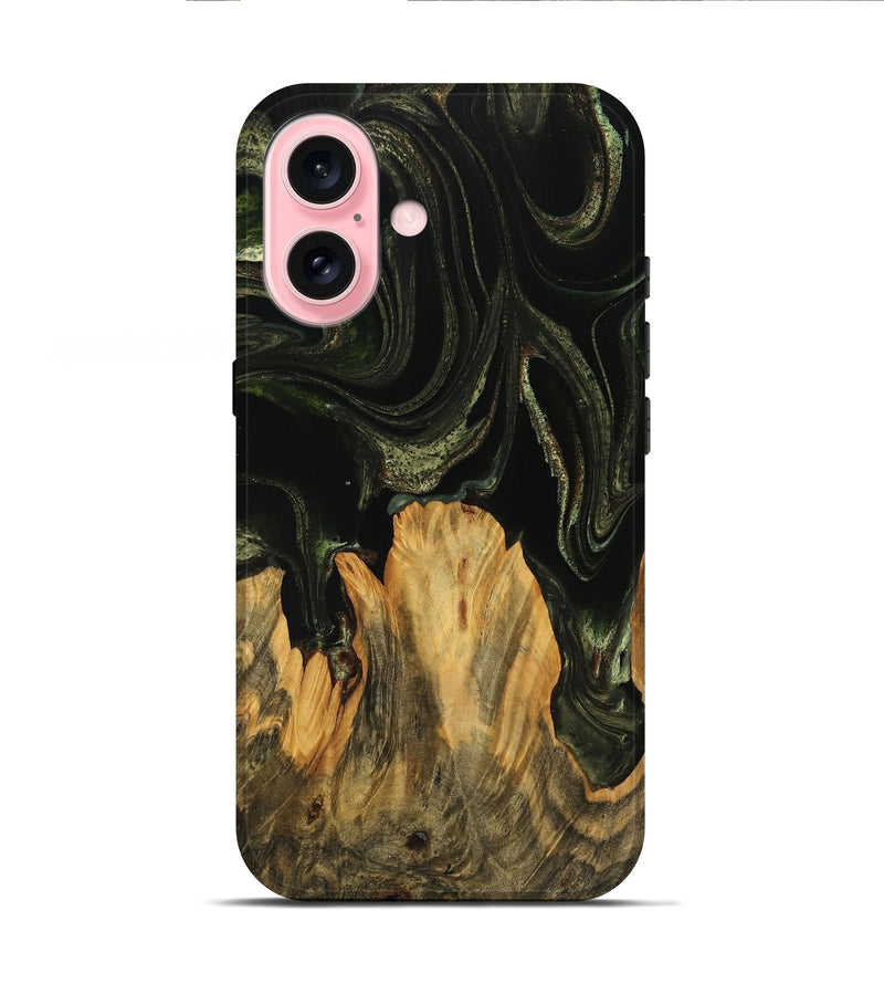 iPhone 16 Wood Live Edge Phone Case - Alesha (Green, 746008)