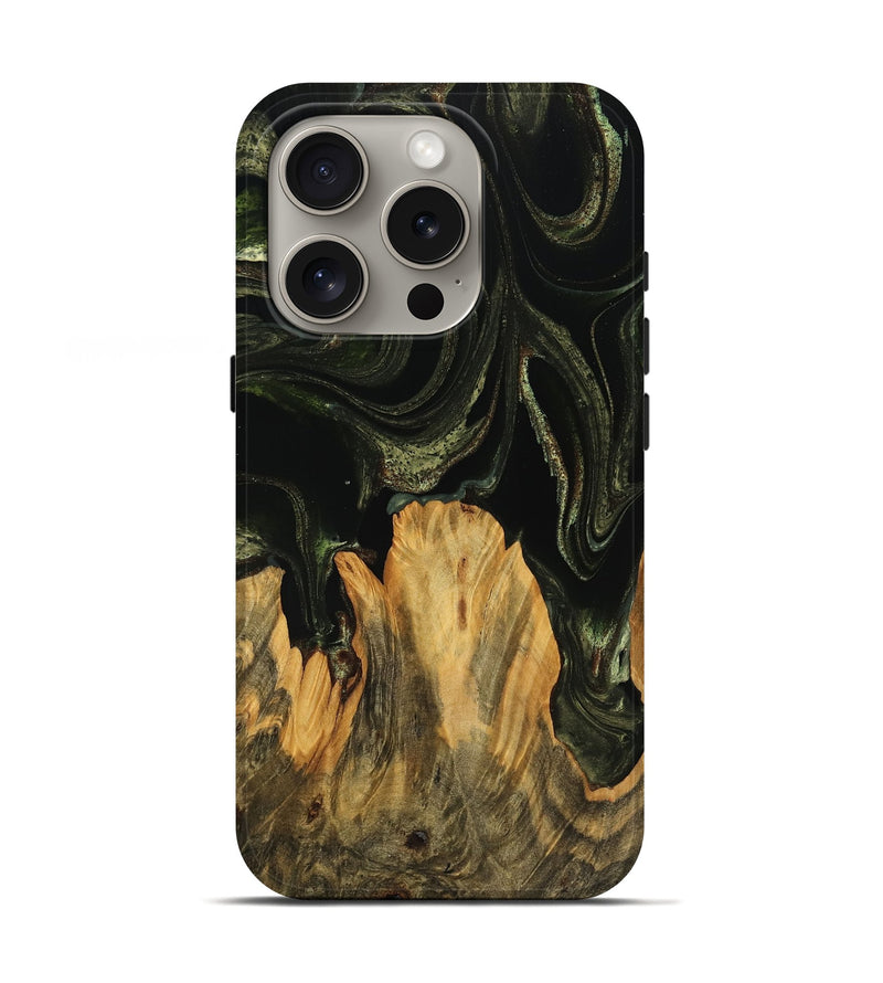 iPhone 16 Pro Wood Live Edge Phone Case - Alesha (Green, 746008)