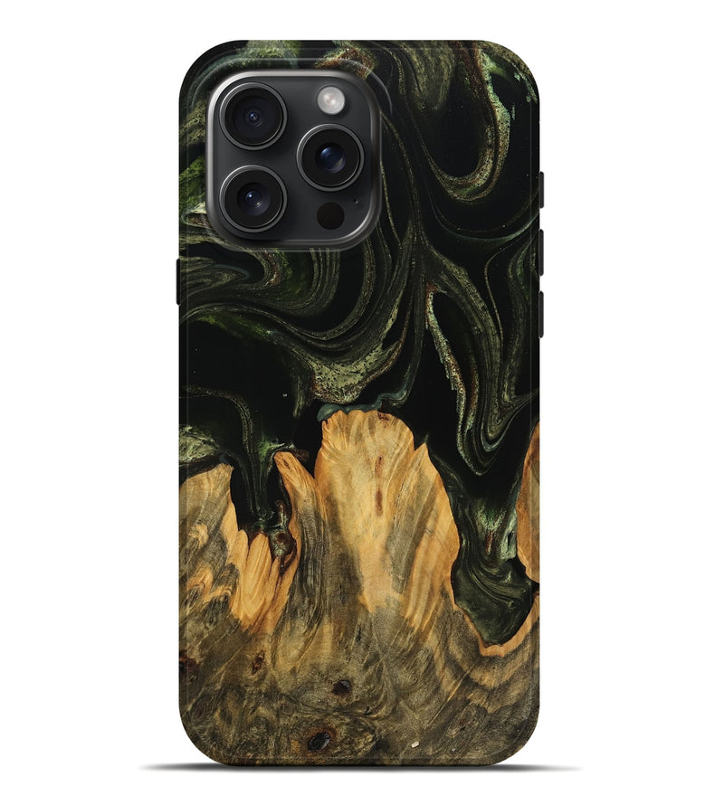 iPhone 16 Pro Max Wood Live Edge Phone Case - Alesha (Green, 746008)