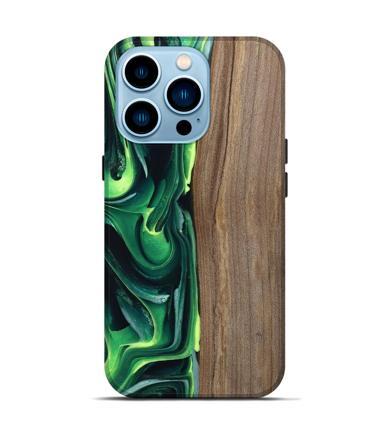 iPhone 14 Pro Wood Live Edge Phone Case - Wendi (Green, 746009)