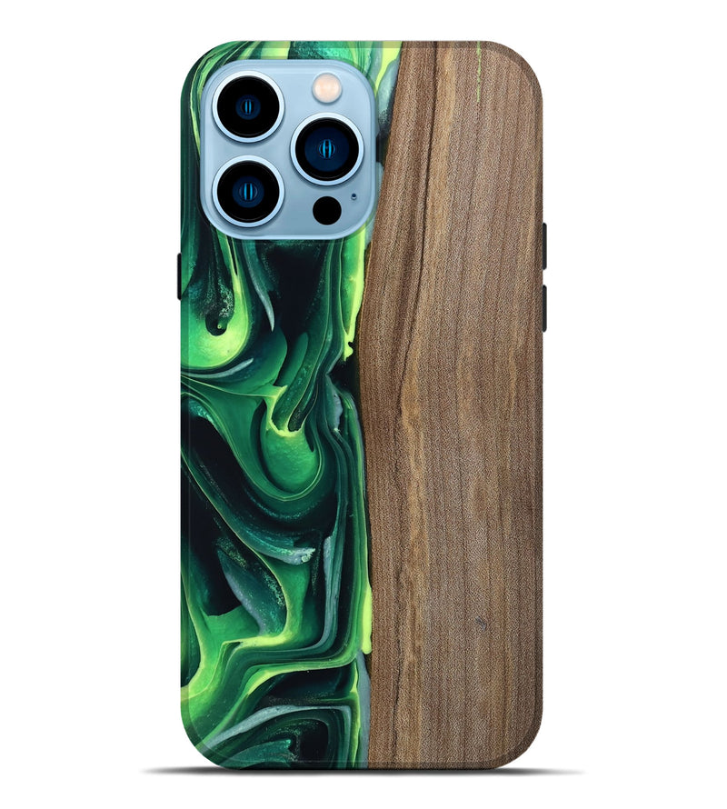 iPhone 14 Pro Max Wood Live Edge Phone Case - Wendi (Green, 746009)