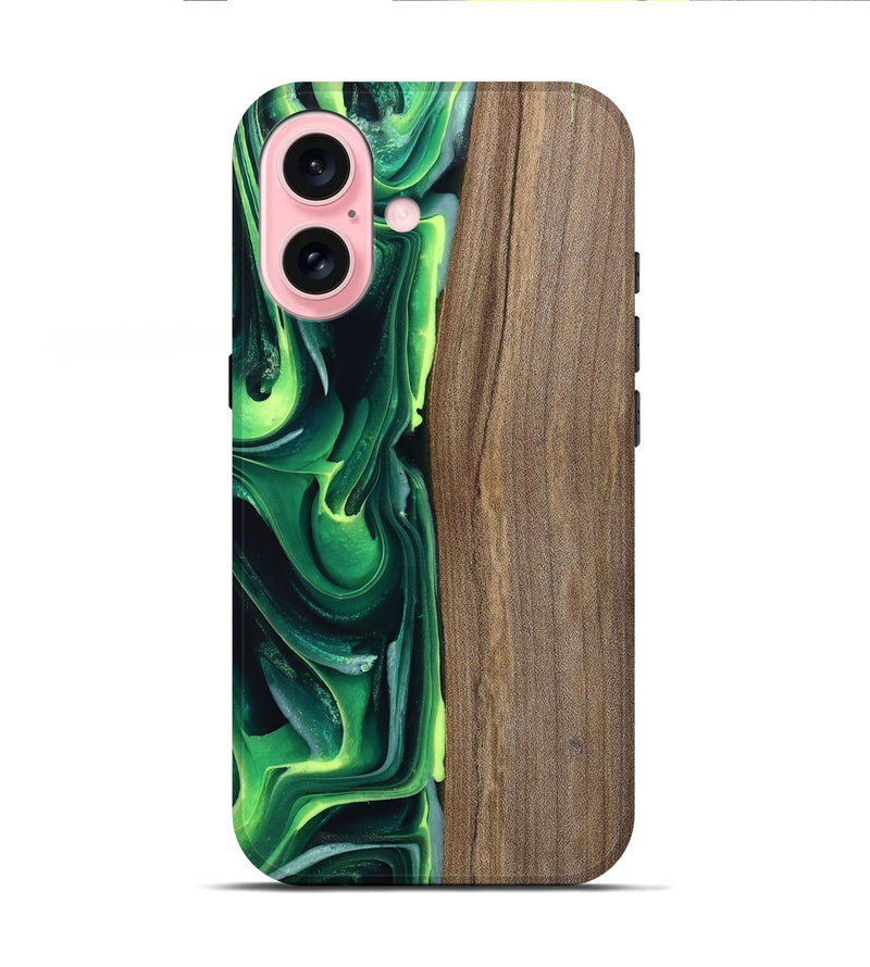 iPhone 16 Wood Live Edge Phone Case - Wendi (Green, 746009)