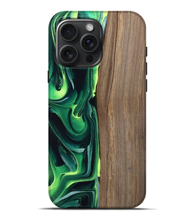 iPhone 16 Pro Max Wood Live Edge Phone Case - Wendi (Green, 746009)