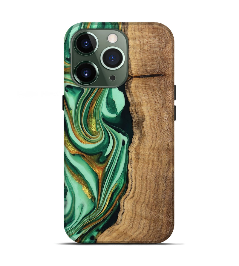 iPhone 13 Pro Wood Live Edge Phone Case - Kyaire (Green, 746010)