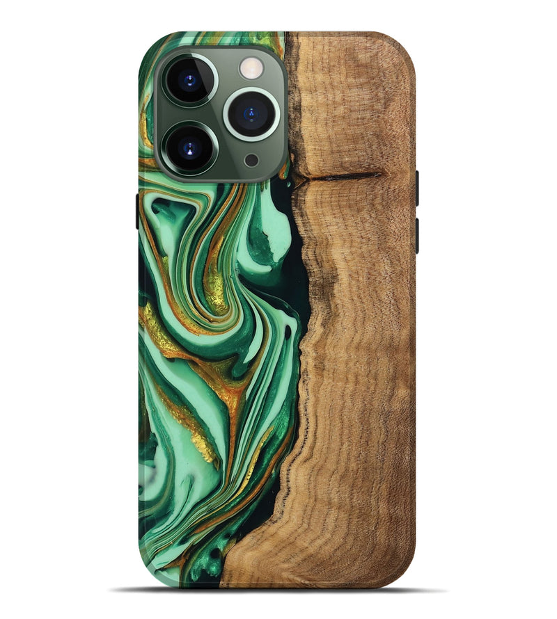 iPhone 13 Pro Max Wood Live Edge Phone Case - Kyaire (Green, 746010)