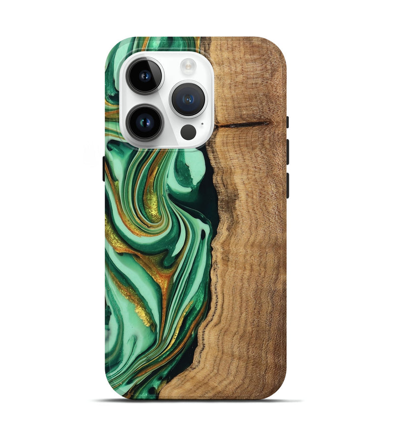 iPhone 15 Pro Wood Live Edge Phone Case - Kyaire (Green, 746010)