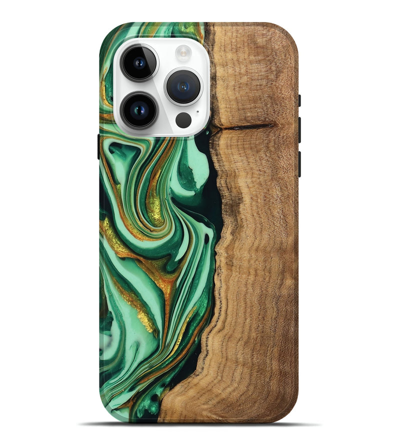 iPhone 15 Pro Max Wood Live Edge Phone Case - Kyaire (Green, 746010)