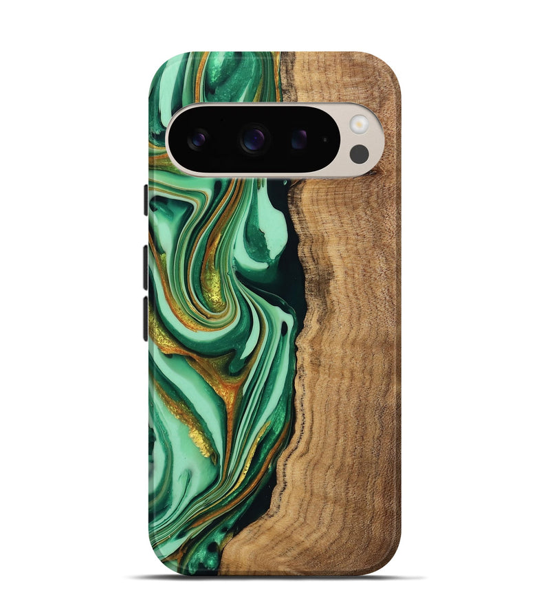 Pixel 9 Wood Live Edge Phone Case - Kyaire (Green, 746010)