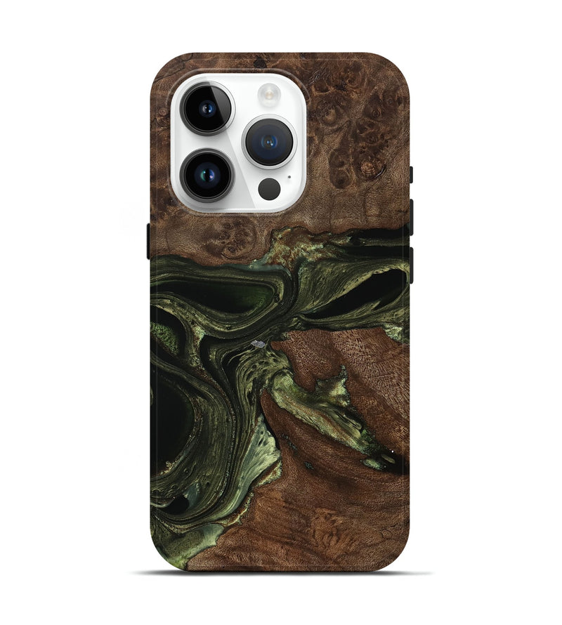 iPhone 15 Pro Wood Live Edge Phone Case - Adell (Green, 746012)