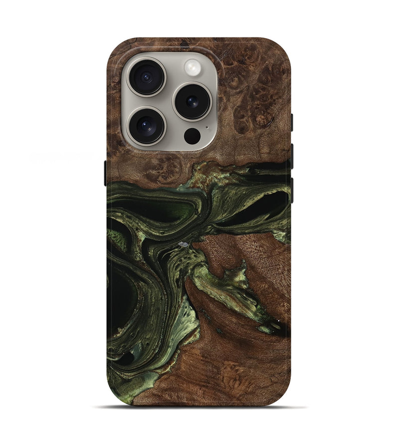 iPhone 16 Pro Wood Live Edge Phone Case - Adell (Green, 746012)