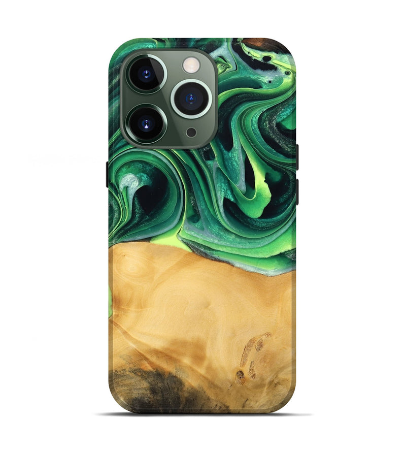 iPhone 13 Pro Wood Live Edge Phone Case - Jeffry (Green, 746013)