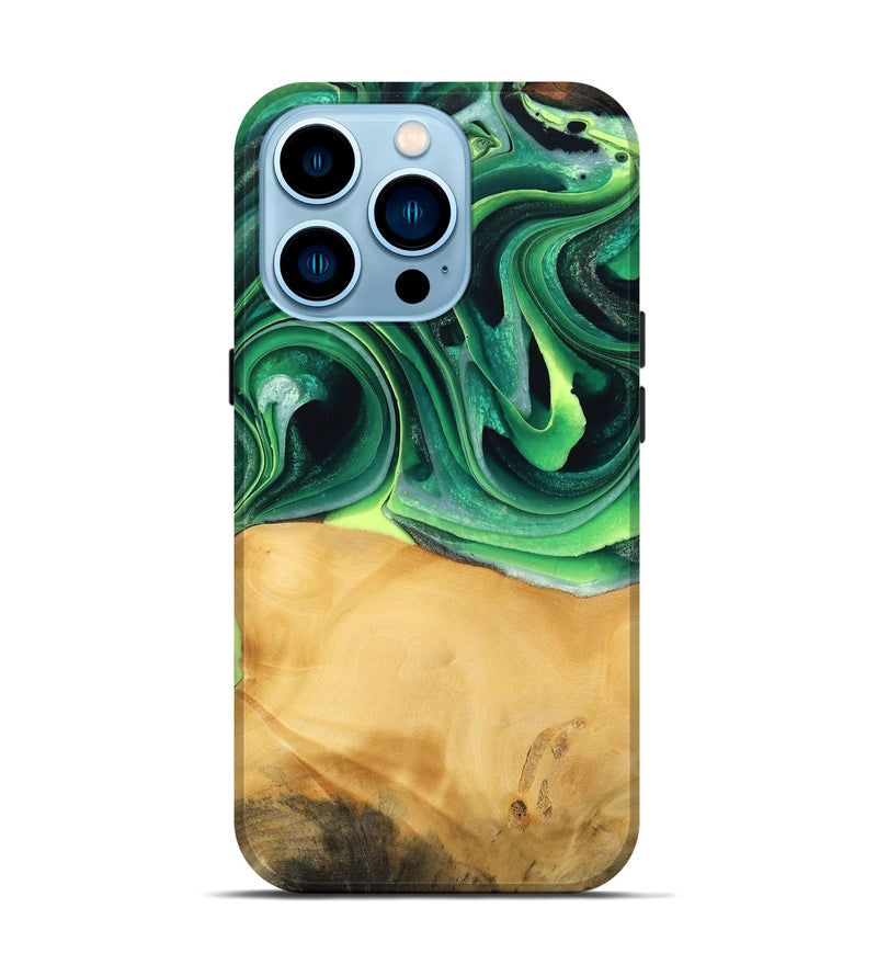 iPhone 14 Pro Wood Live Edge Phone Case - Jeffry (Green, 746013)