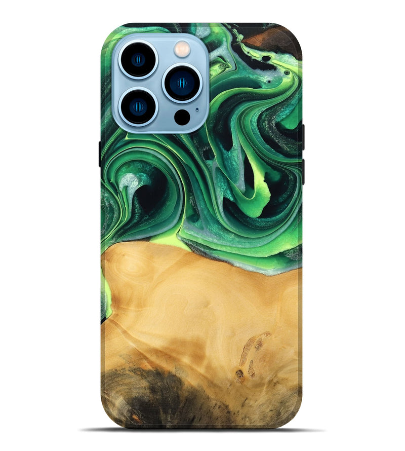 iPhone 14 Pro Max Wood Live Edge Phone Case - Jeffry (Green, 746013)