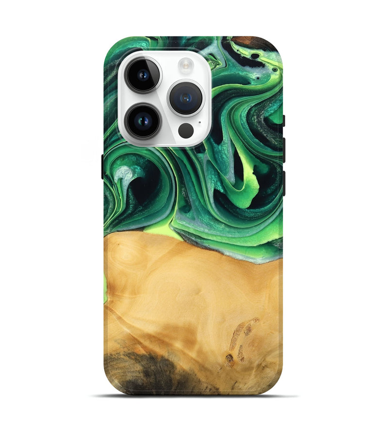 iPhone 15 Pro Wood Live Edge Phone Case - Jeffry (Green, 746013)