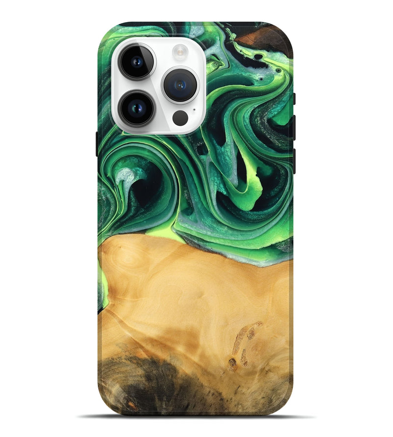 iPhone 15 Pro Max Wood Live Edge Phone Case - Jeffry (Green, 746013)