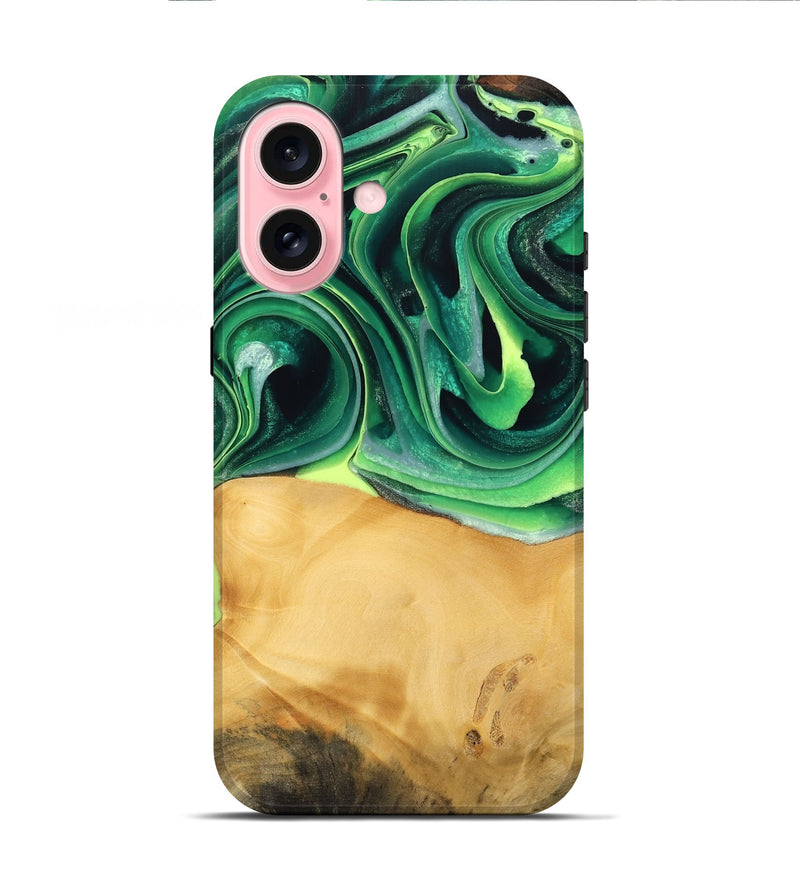 iPhone 16 Wood Live Edge Phone Case - Jeffry (Green, 746013)