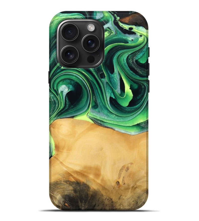 iPhone 16 Pro Max Wood Live Edge Phone Case - Jeffry (Green, 746013)