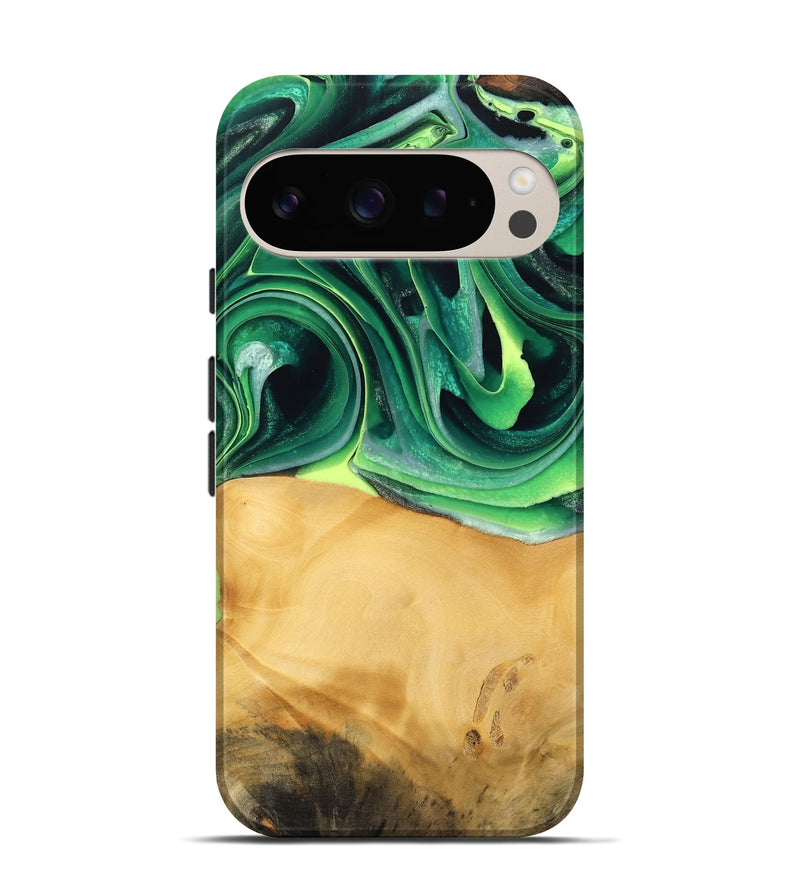 Pixel 9 Wood Live Edge Phone Case - Jeffry (Green, 746013)