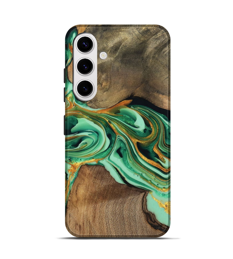 Galaxy S25 Wood Live Edge Phone Case - Jett (Green, 746014)