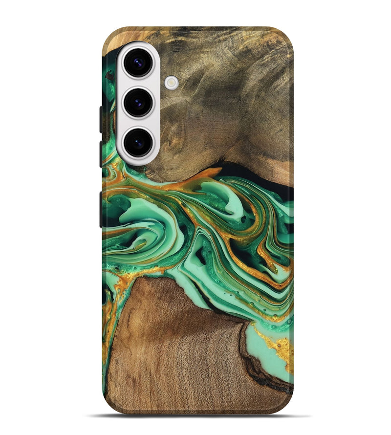 Galaxy S25 Plus Wood Live Edge Phone Case - Jett (Green, 746014)