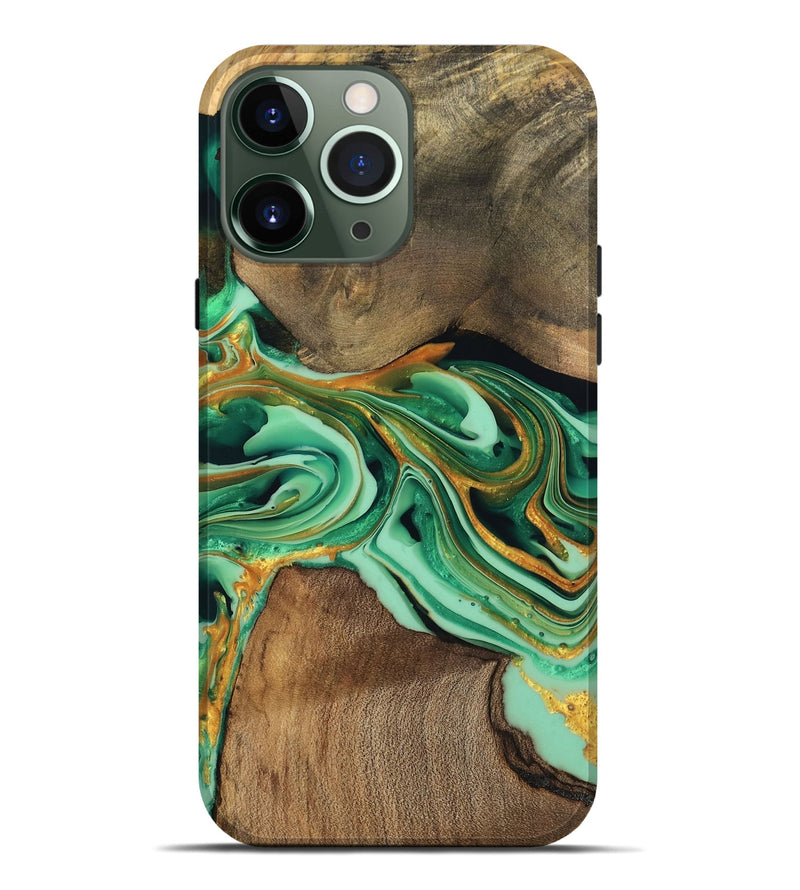 iPhone 13 Pro Max Wood Live Edge Phone Case - Jett (Green, 746014)