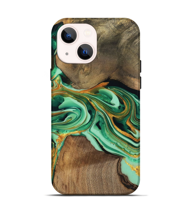 iPhone 14 Wood Live Edge Phone Case - Jett (Green, 746014)