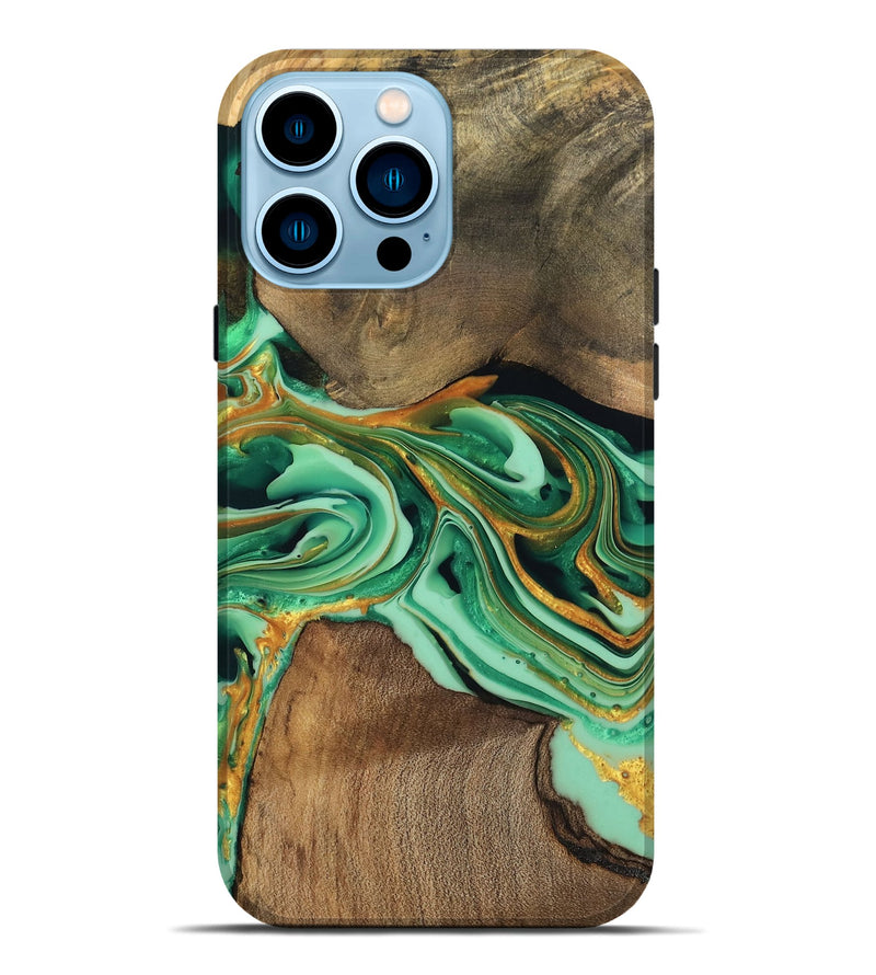 iPhone 14 Pro Max Wood Live Edge Phone Case - Jett (Green, 746014)