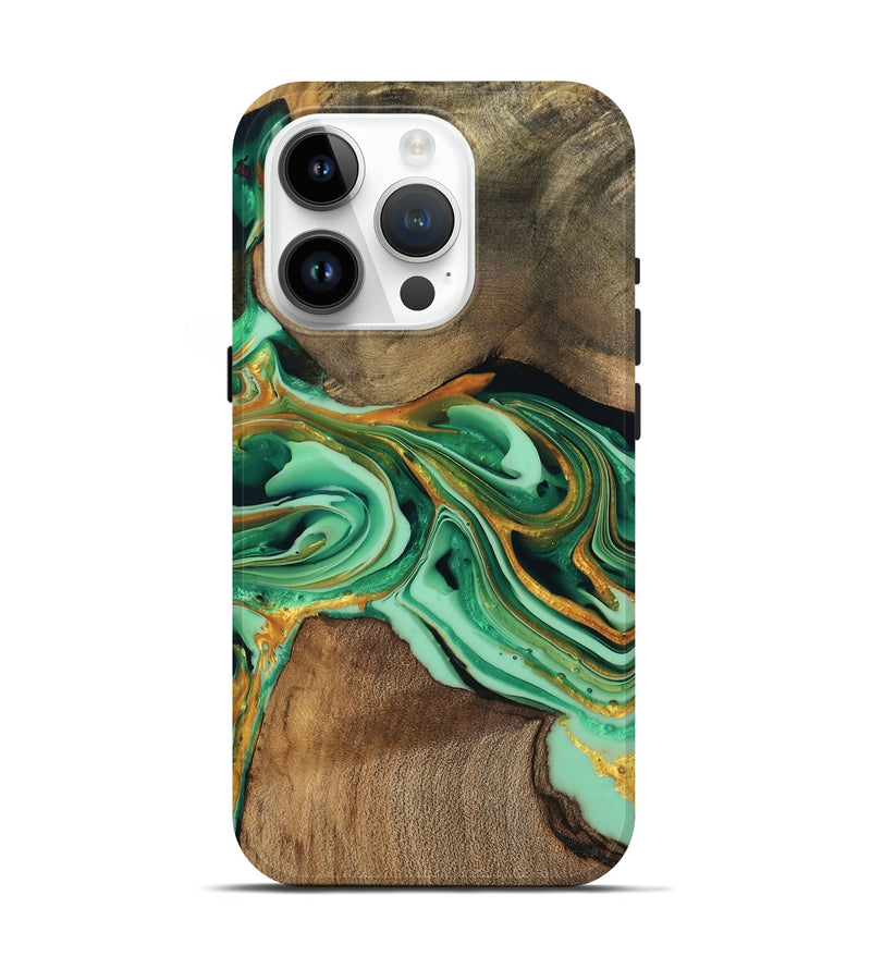 iPhone 15 Pro Wood Live Edge Phone Case - Jett (Green, 746014)