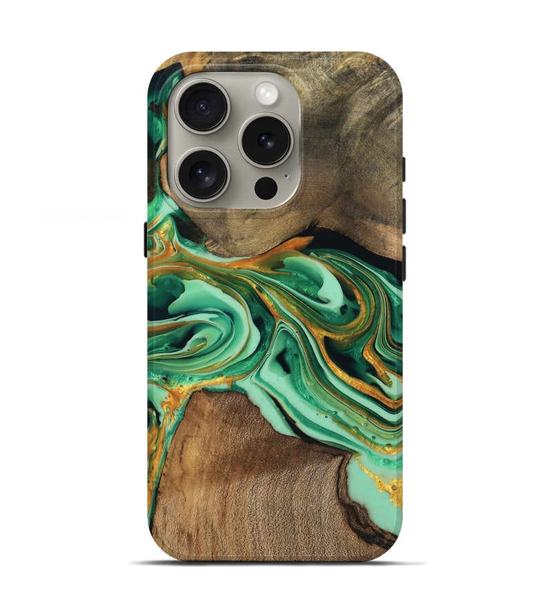 iPhone 16 Pro Wood Live Edge Phone Case - Jett (Green, 746014)