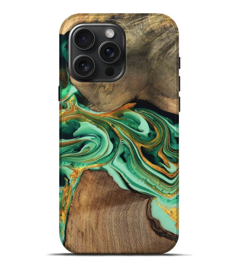 iPhone 16 Pro Max Wood Live Edge Phone Case - Jett (Green, 746014)