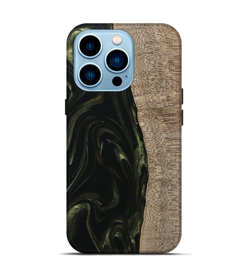 iPhone 14 Pro Wood Live Edge Phone Case - Miller (Green, 746016)