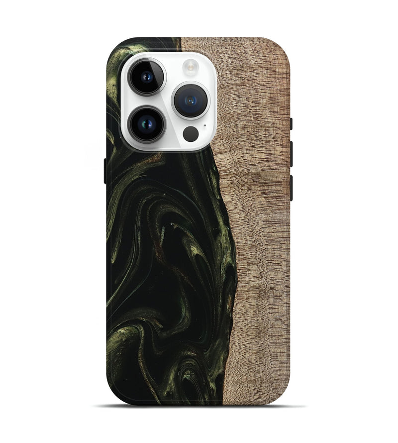 iPhone 15 Pro Wood Live Edge Phone Case - Miller (Green, 746016)