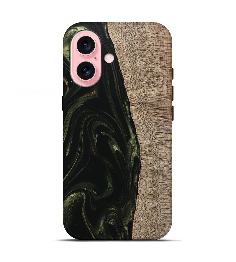 iPhone 16 Wood Live Edge Phone Case - Miller (Green, 746016)