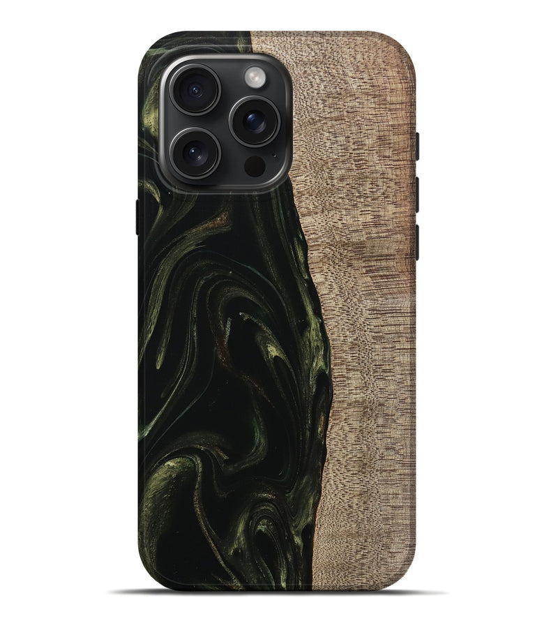 iPhone 16 Pro Max Wood Live Edge Phone Case - Miller (Green, 746016)