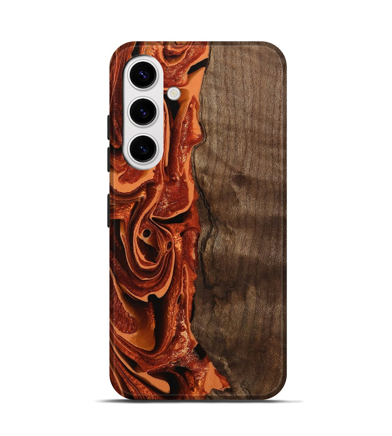 Galaxy S25 Wood Live Edge Phone Case - Aurora (Red, 746017)