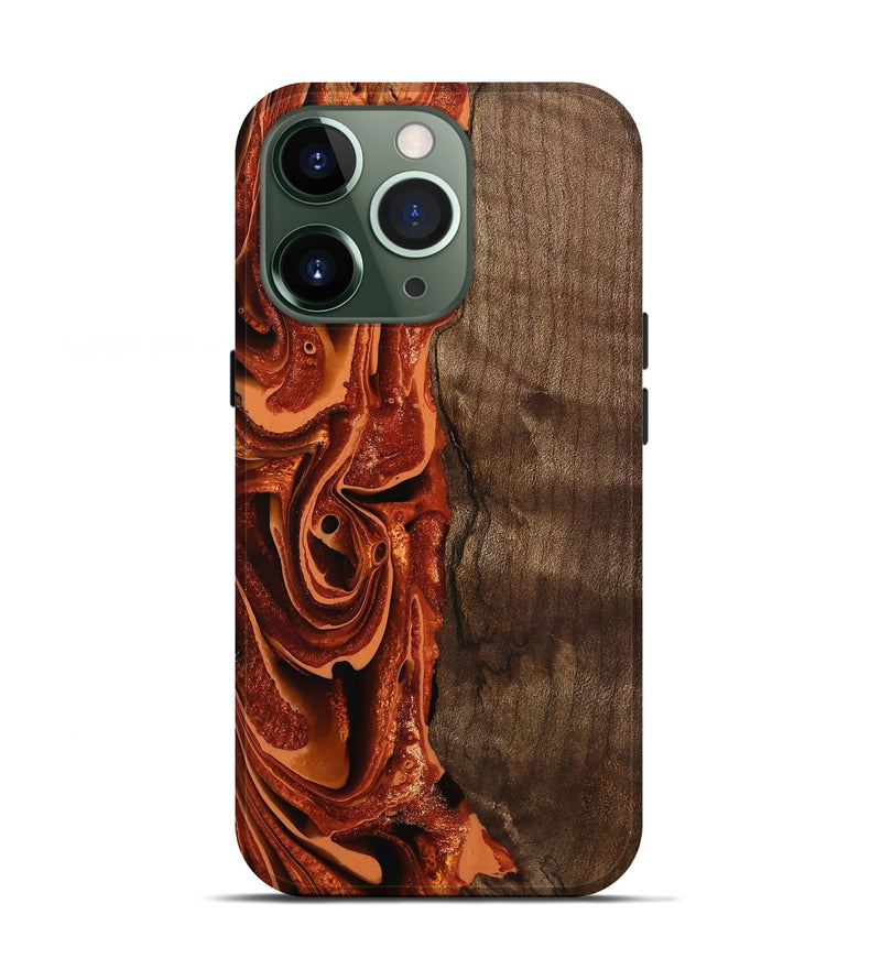 iPhone 13 Pro Wood Live Edge Phone Case - Aurora (Red, 746017)