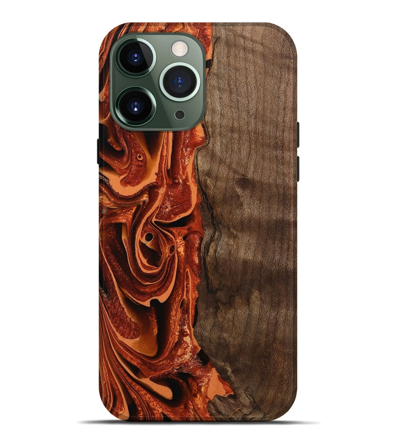 iPhone 13 Pro Max Wood Live Edge Phone Case - Aurora (Red, 746017)