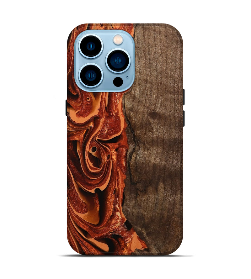 iPhone 14 Pro Wood Live Edge Phone Case - Aurora (Red, 746017)