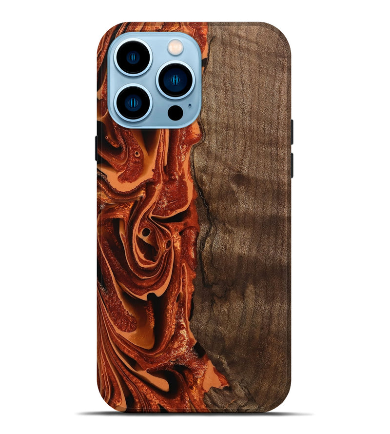 iPhone 14 Pro Max Wood Live Edge Phone Case - Aurora (Red, 746017)