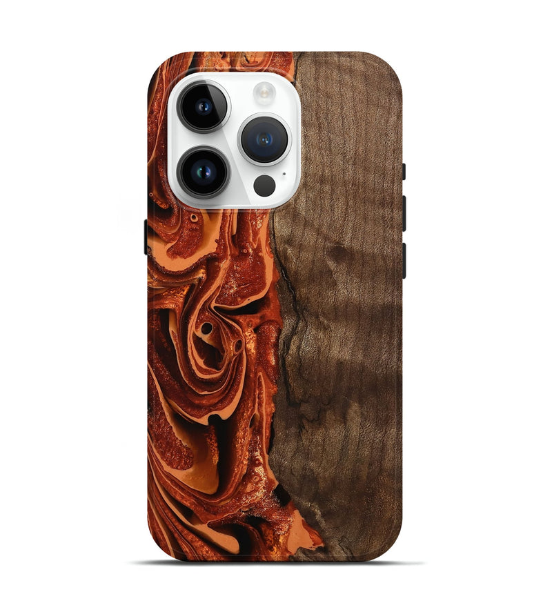 iPhone 15 Pro Wood Live Edge Phone Case - Aurora (Red, 746017)