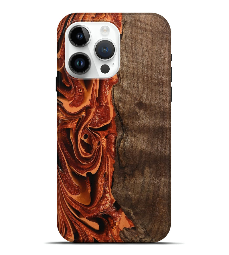 iPhone 15 Pro Max Wood Live Edge Phone Case - Aurora (Red, 746017)