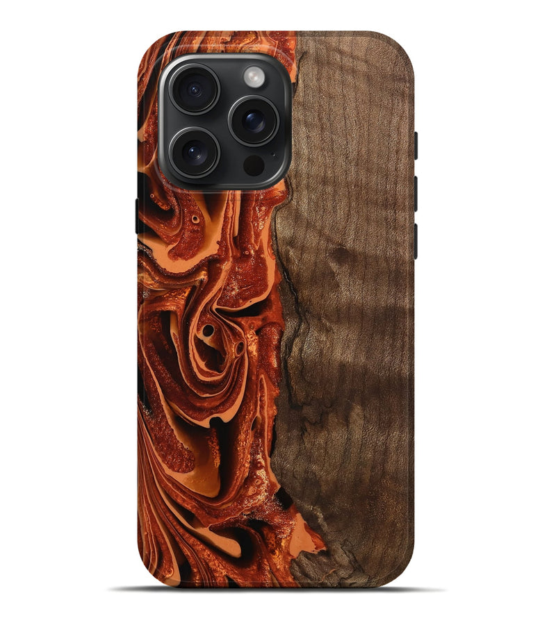 iPhone 16 Pro Max Wood Live Edge Phone Case - Aurora (Red, 746017)