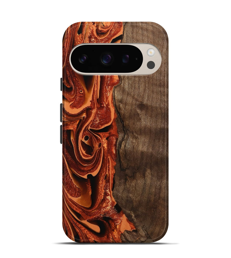 Pixel 9 Pro Wood Live Edge Phone Case - Aurora (Red, 746017)