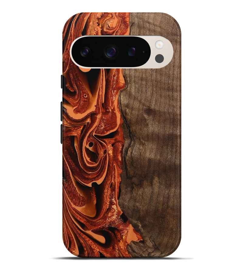 Pixel 9 Pro XL Wood Live Edge Phone Case - Aurora (Red, 746017)