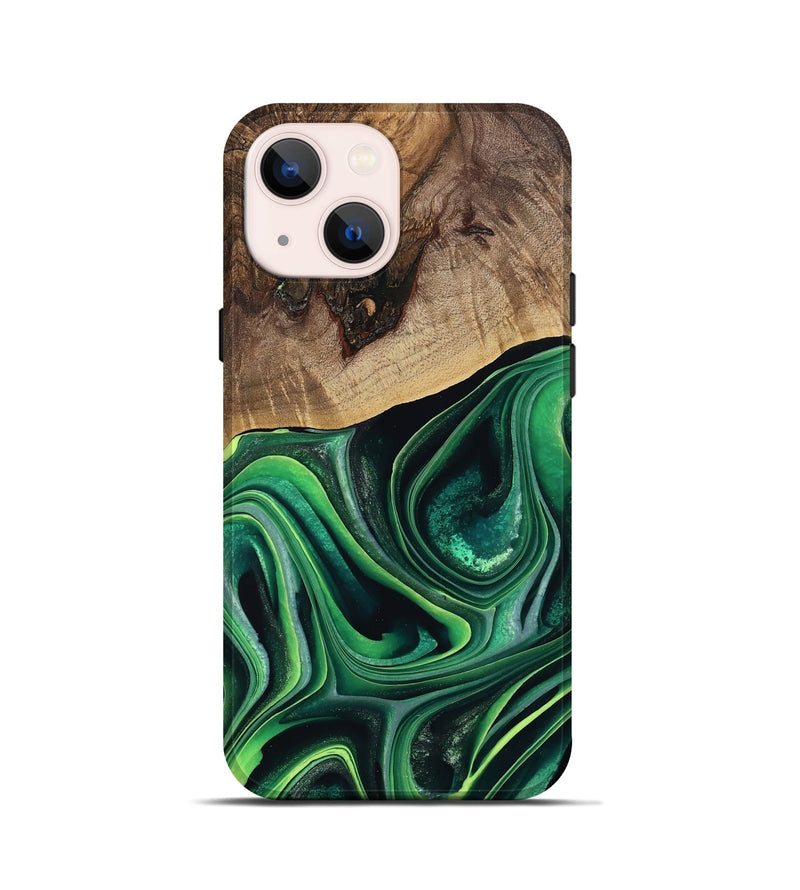 iPhone 13 mini Wood Live Edge Phone Case - West (Green, 746022)