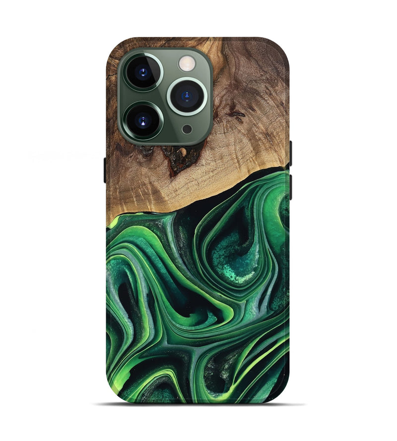 iPhone 13 Pro Wood Live Edge Phone Case - West (Green, 746022)